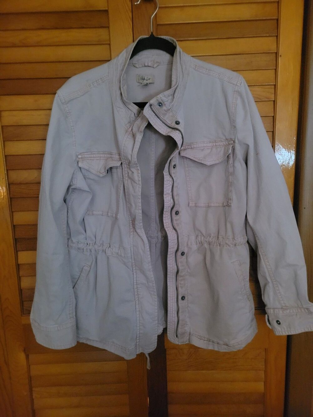 Pale Pink Utility Cargo Jacket Zip Up / Snap Up Chino Twill